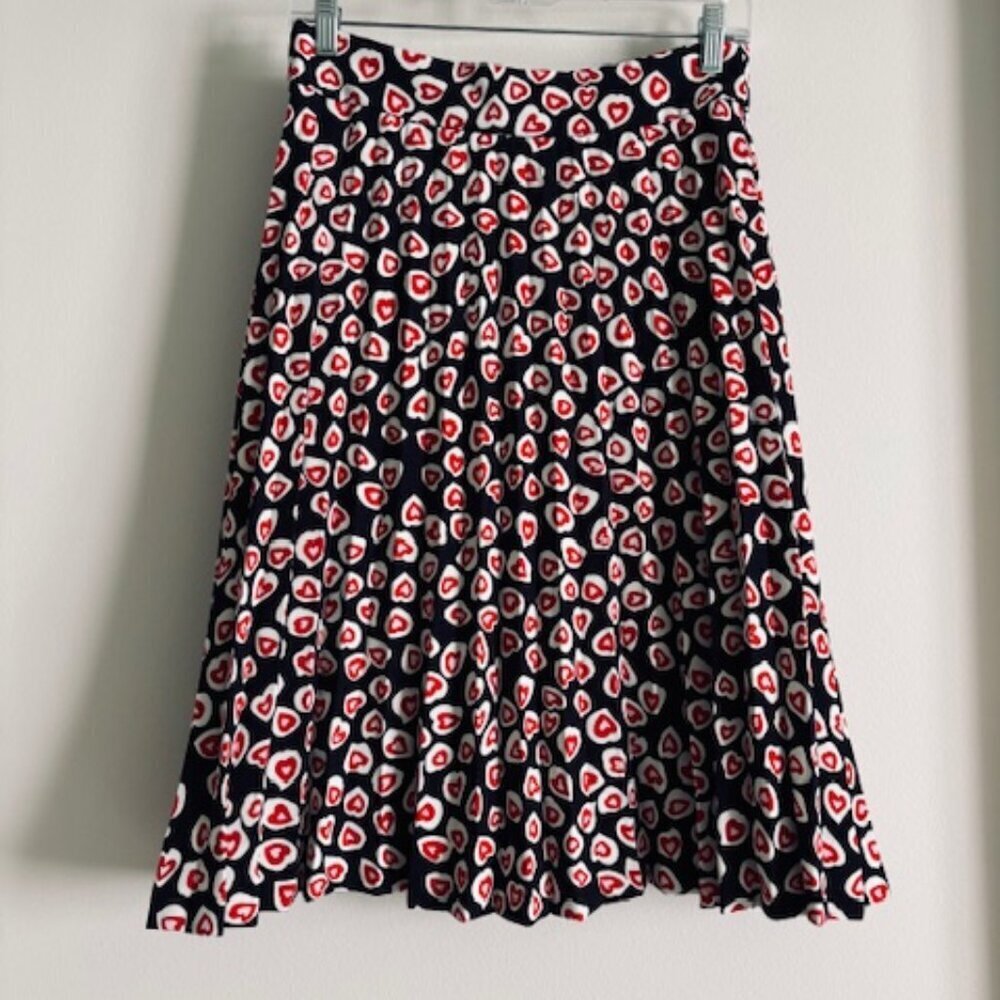 J.Crew Heart Printed Pleated Midi Skirt - size 4 - L3120